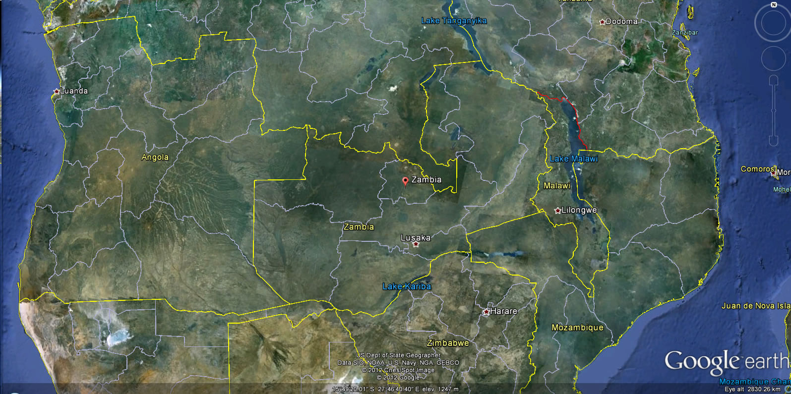 Zambia Earth Map